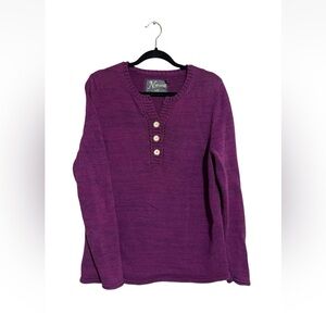Natural‎ Reflections Women's Size Large 3 Button Purple Sweater Soft Warm